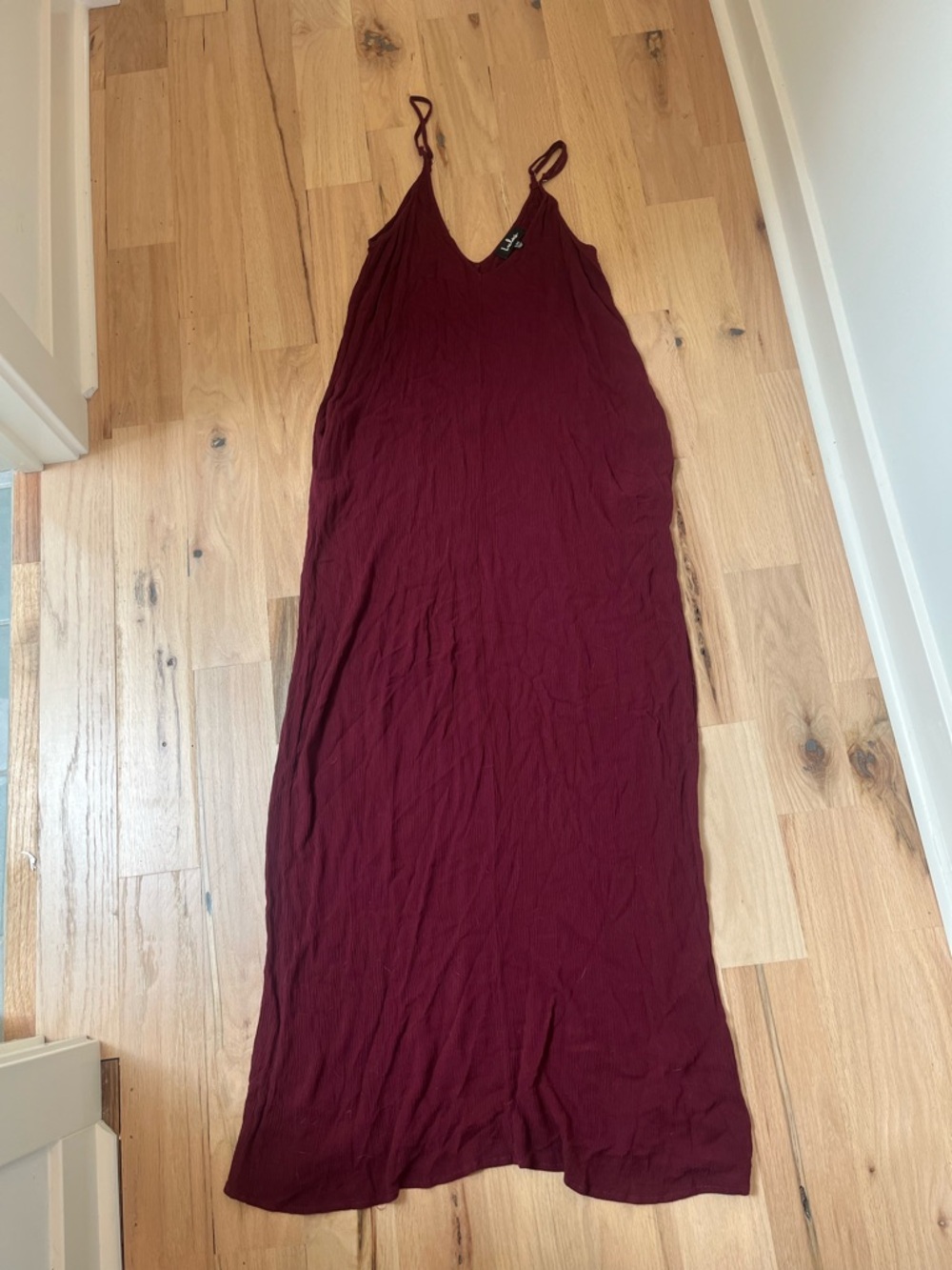 Lulu's Wine Red Spaghetti Strap Maxi Dress